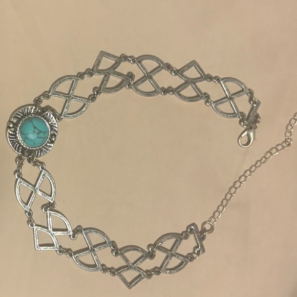 Free People Jewelry - Free People Silver-Tone Celtic Link Necklace with Turquoise Accent
